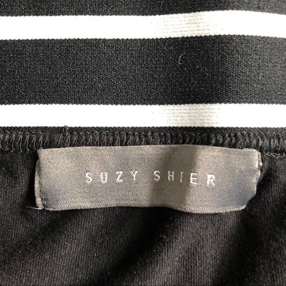 🎄 Suzy Shier black mini  skirt white striped waist M - Picture 2 of 4